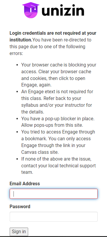 Error Message Shown in Engage with Troubleshooting Options